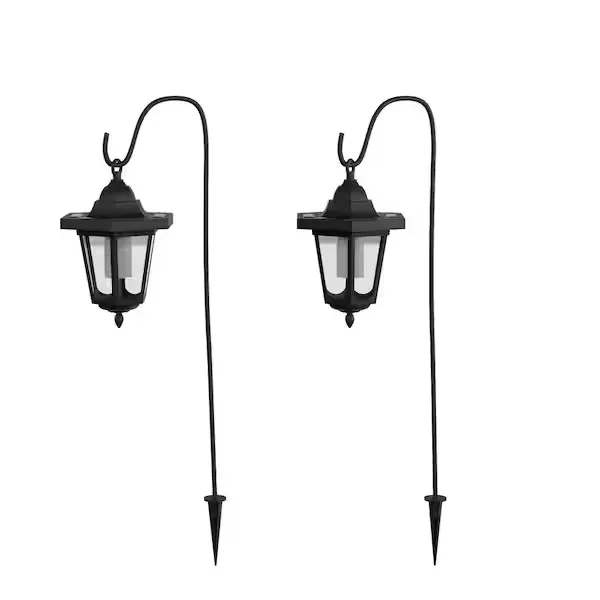 Black Outdoor Integrated LED Landscape Hanging Coach Path Lights (2-Pack)