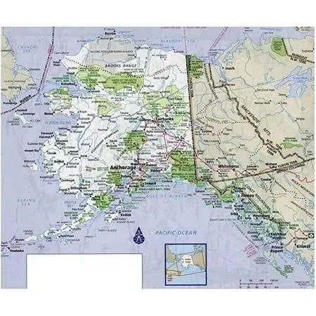 Laminated 28x24 High Quality Poster: Road Map Of Alaska Adriftskateshop