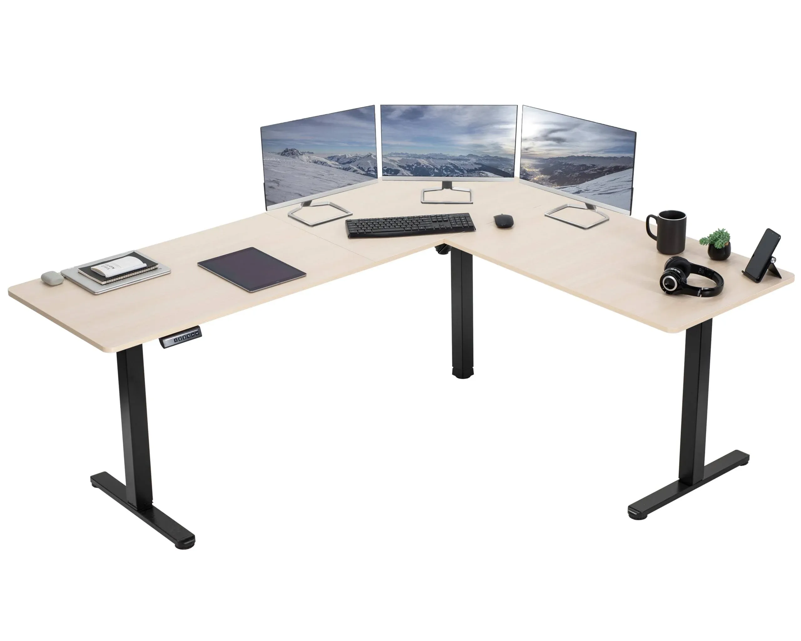 Vivo Height Adjustable 75 x 63 inch Corner Stand Up Desk