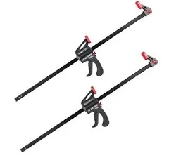 POWERTEC 71596 24 Inch Bar Clamps with Spreader, Trigger Clamps for Woodworking, One-Handed Carpenter Quick Clamp Sets for Gluing, Wood Clamps for