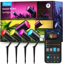 Govee Outdoor Spot Light 4 Pack H7066, Waterproof WiFi, RGBIC Color Changing New