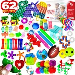 56 Pack Fidget Toys Party Favors Set Gifts for Kids Adults Autism ADHD Stress Relief Stocking Stuffers Sensory Pop It Autistic Bulk Boys Girls Pinata Filler Goodie Bag Treasure Box Classroom Prizes