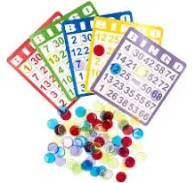 Bingo Cards Game Set - Includes 50 Bingo Cards and 500 Colorful Transparent B...