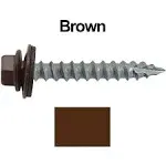 #14 Metal ROOFING SCREWS: (250) Screws x 1-1/2&#034; BROWN Hex Washer Head Sheet M...