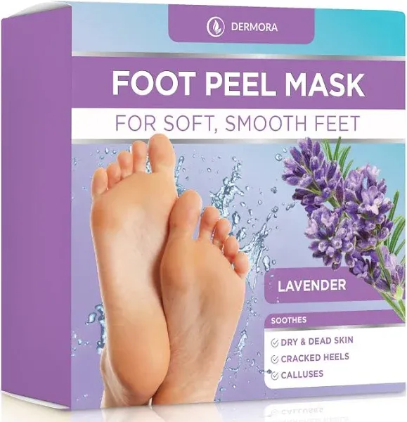 Dermora Foot Peel Mask - 2 Pack of Regular Skin Exfoliating Foot for Dry, Cracke