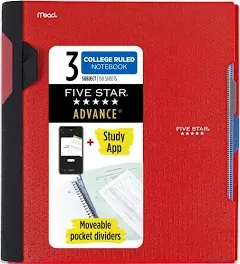 Spiral Notebook + Study App 5 Subject College Ruled Paper Advance Notebook With 