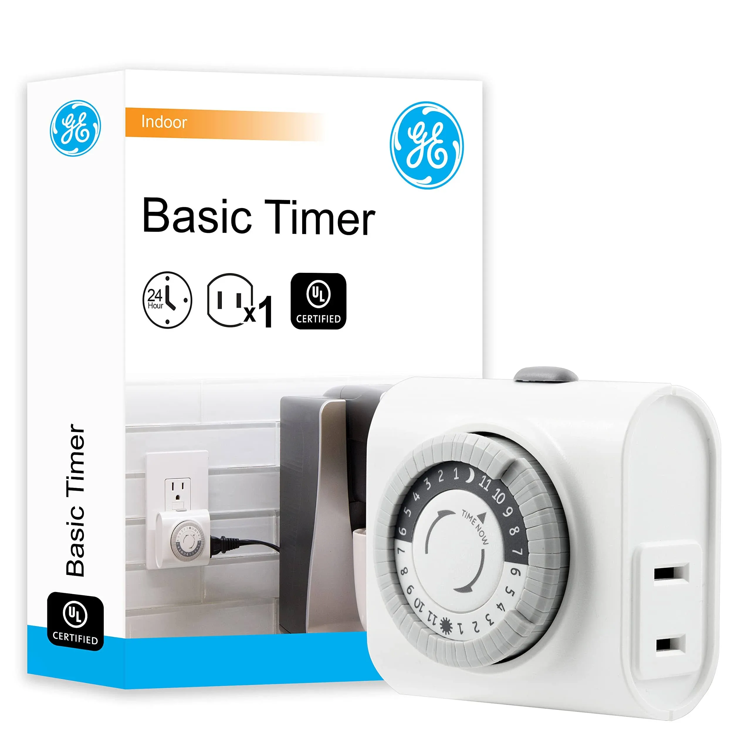 GE Indoor plug-in Basic Timer 24-Hour Programmable 15119 CFL Ready Polarized