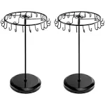 QWORK Spinning Jewelry Tree Display Stand, Jewelry Organizer with 23 Hooks, Black