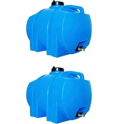 WaterPrepared 35 Gal Water Tank w/ Large Cap, Brass Spigot &amp; Handles (2 Pack)