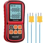 Proster Digital Thermometer Dual Channel Thermometer with Two K- Type