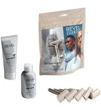 Bevel Essentials Disposable Safety Razor Shaving Starter Kit for Men, Includes 5 Stainless Steel Double Sided Safety Razors, Clear Shave Gel, and Post Shave Bump Control Cream