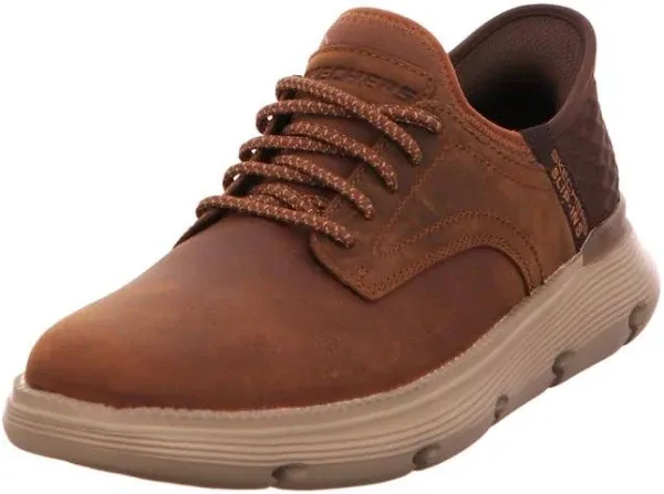 Skechers Men&#039;s Slip-ins Garza Leather Trainers, Brown SIZE 8 BRAND NEW