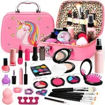 Flybay Kids Makeup Kit for Girls, Real Makeup Set, Washable Makeup Kit Toys for