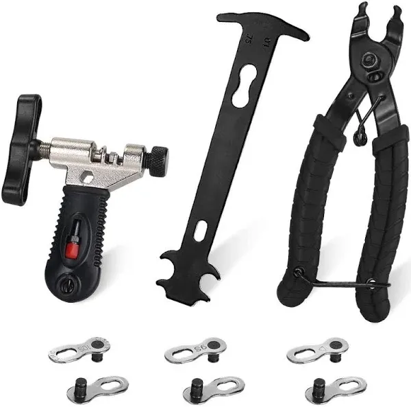 WOTOW Bicycle Chain Repair Tool Kit, Cycling Bike Master Link Pliers Remover & Chain Breaker Splitter Cutter & Chain Wear Indicator Checker & Reusable