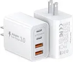 40W USB C Charger Cube, 2-Pack Wall Plug Fast Charging Block, 4-Port PD+QC Power Adapter Multiport Brick Type C Box for iPhone 14/13/12/11/Pro Max/XS/