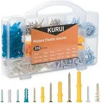  510PCS Drywall Anchors and Screws Assortment Kit, 265 Plastic Wall Anchors