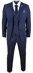 Mens TruClothing 3 Piece Suit Gatsby 1920s Gangster Pinstripe Tailored Fit