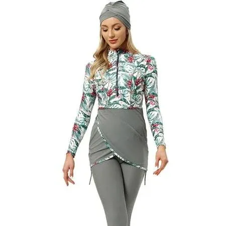 Long Sleeve Polyester Burkini Swimsuit for Muslim Women