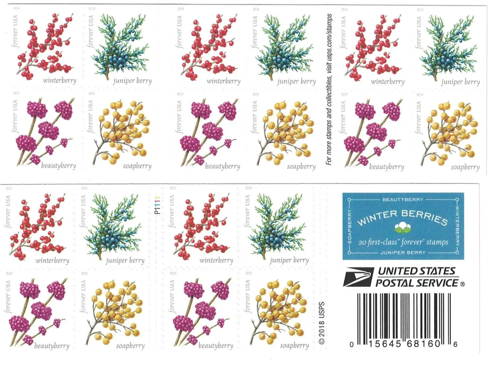 Mint Winter Berries Book of 20 Stamps Scott# 5418b Wedding Celebrating (MNH)