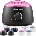 Portable Electric Hot Wax Warmer Machine for Hair Removal - Black with Purple Li