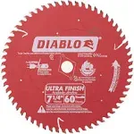 Diablo D0760A 7-1/4 in. x 60 Tooth Ultra Finish Saw Blade, New