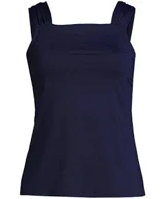 Lands' End Women's Chlorine Resistant Cap Sleeve High Neck Tankini Swimsuit Top