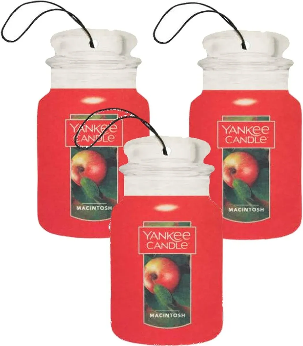 Yankee Candle Macintosh Car Jar Air Freshener, 3-Pack