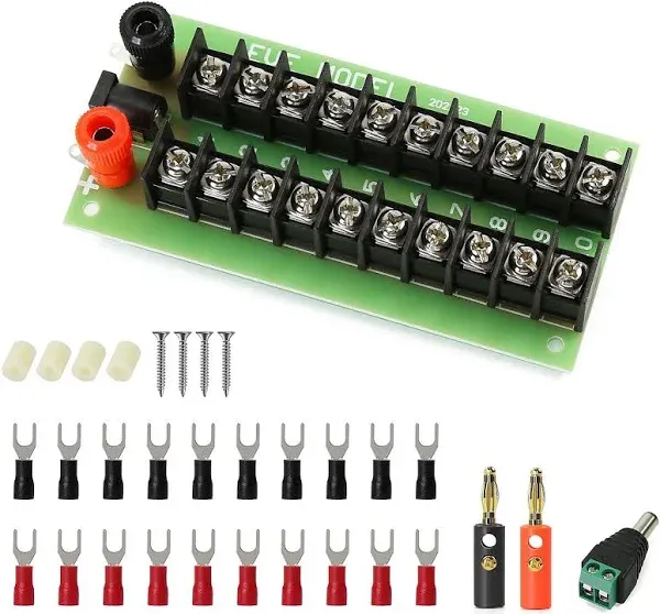 PCB005 1 Set Power Distribution Board 3 Inputs 2 x 10 Outputs for DC AC Voltage