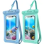 ProCase 2 Pack Floating Waterproof Phone Pouch Up to 7", IPX8 Floatable Underwater Phone Case Dry Bag for iPhone 16 15 14 13 12 11 Pro Max Xs Max XR X 8 7 Plus SE/Galaxy S24 S23 S22 - Blue & Green