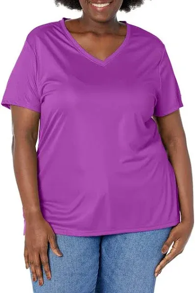 Just My Size Women's Plus-Size Cool DRI Short Sleeve V-Neck Tee