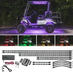 LEDGlow 12pc Multi-Color Golf Cart Underbody, Interior & Canopy LED Light Kit