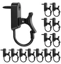 Hanger Hooks,String Light Hooks,Screw-in Hooks for Hanging String Lights and Wire,Wind Chimes,Plastic and Steel,Black,20 Pack