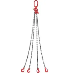 VEVOR Chain Sling, 5/16 Inch X 5 Ft Lifting Chains with Hooks, G80 Engine Chain Hoist Lifts, 11000LBS Lifting Sling Chains for Engine Hoist, Engine Lift Chain 5T with 4 Leg Grab Hooks and Adjusters