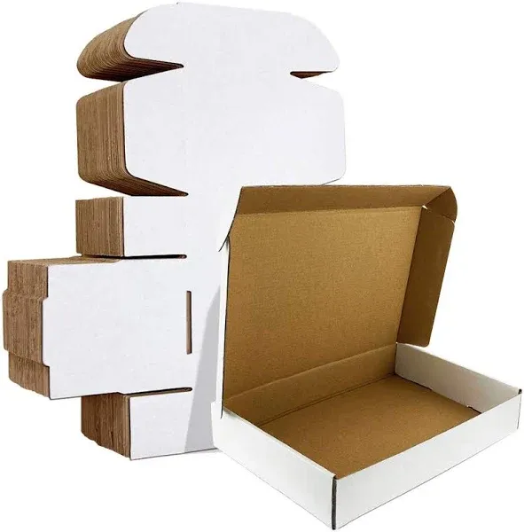 HORLIMER 9x6x2 inches Shipping Boxes Set of 25, White Corrugated Cardboard Box