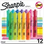 Sharpie® Tank Style Highlighters, Assorted Ink Colors, Chisel Tip, Assorted Barrel Colors, 12/Pack