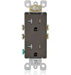 Leviton T5825-W 20 Amp Tamper-Resistant Decora Duplex Receptacle, White