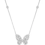 Sterling Silver Baguette CZ Butterfly Station Necklace Silver