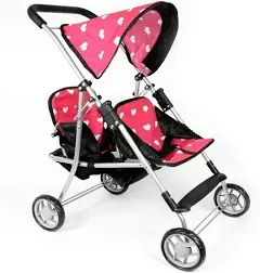 My First Doll Twin Stroller - Cutest Heart Design Doll Twins Stroller - Great Toy Gift for Girls