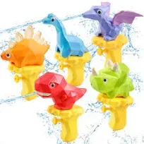 Hieoby Water Guns for Kids 5pcs Pool Toys Toddler Outdoor Water Toys Dinosaur Squirt Guns Summer Backyard Beach Water Blaster Swimming Pool Games