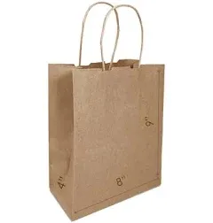 BROWN Small Paper Bags with Twisted Handles -MIMI-8" x 4" x 9H"