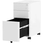 3-Drawer Slim File Cabinet with Lock