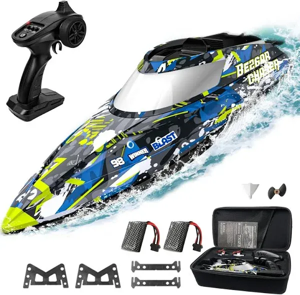 BEZGAR TX123 Remote Control Boats - Fast Speed RC Boat 32+ KPH with A Portable Suitcase for Lakes & Pools & Salt Water, Summer Toys for Adult