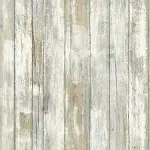 RoomMates Tan Woodplank Peel and Stick Wallpaper, 20.5 in Wide x 18 ft Long, Size: 20.5 inch x 18'