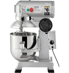 VEVOR Electric Dough Stand Mixer 20Qt Stainless Steel Bowl 3 Speed 750W w/ Timer