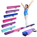 8FT Folding Balance Beam -Gymnastics Floor Beam -Gymnastics Equipment for Kids,Wood core- Anti-Slip Bottom and Carrying Bag for Home