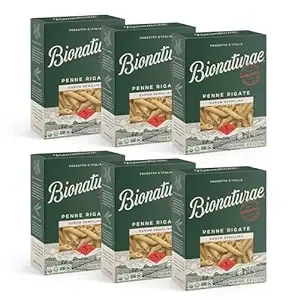 Bionaturae Penne Rigate Pasta Noodles - Durum Semolina Pasta, Kosher, High Protein, Non-GMO Verified, USDA Certified, Durum Semolina Fusilli, Fusilli Pasta Organic, Crafted in Italy - 16 Oz, 6 Pack