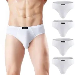 wirarpa Men's Underwear Modal Microfiber Briefs No Fly Covered Waistband 4 Pack ...