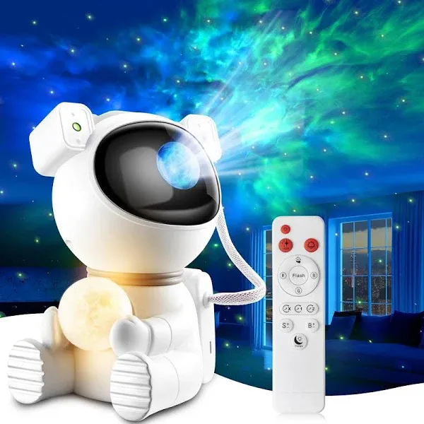 Astronaut Galaxy Projector Light, 2 in 1 Star Projector Light with Moon Lamp, Galaxy Night Light with 360° Adjustable & Remote Control, Gifts for Kids/Adults, Decor for Bedroom/Home/Party