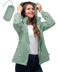 ,Women&#039;s Rain Jacket Waterproof Lightweight Packable Raincoat with Hood for G...