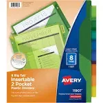 Avery® Insertable Big Tab Plastic 2-Pocket Dividers, 8-Tab, 11.13 x 9.25, Assorted, 1 Set